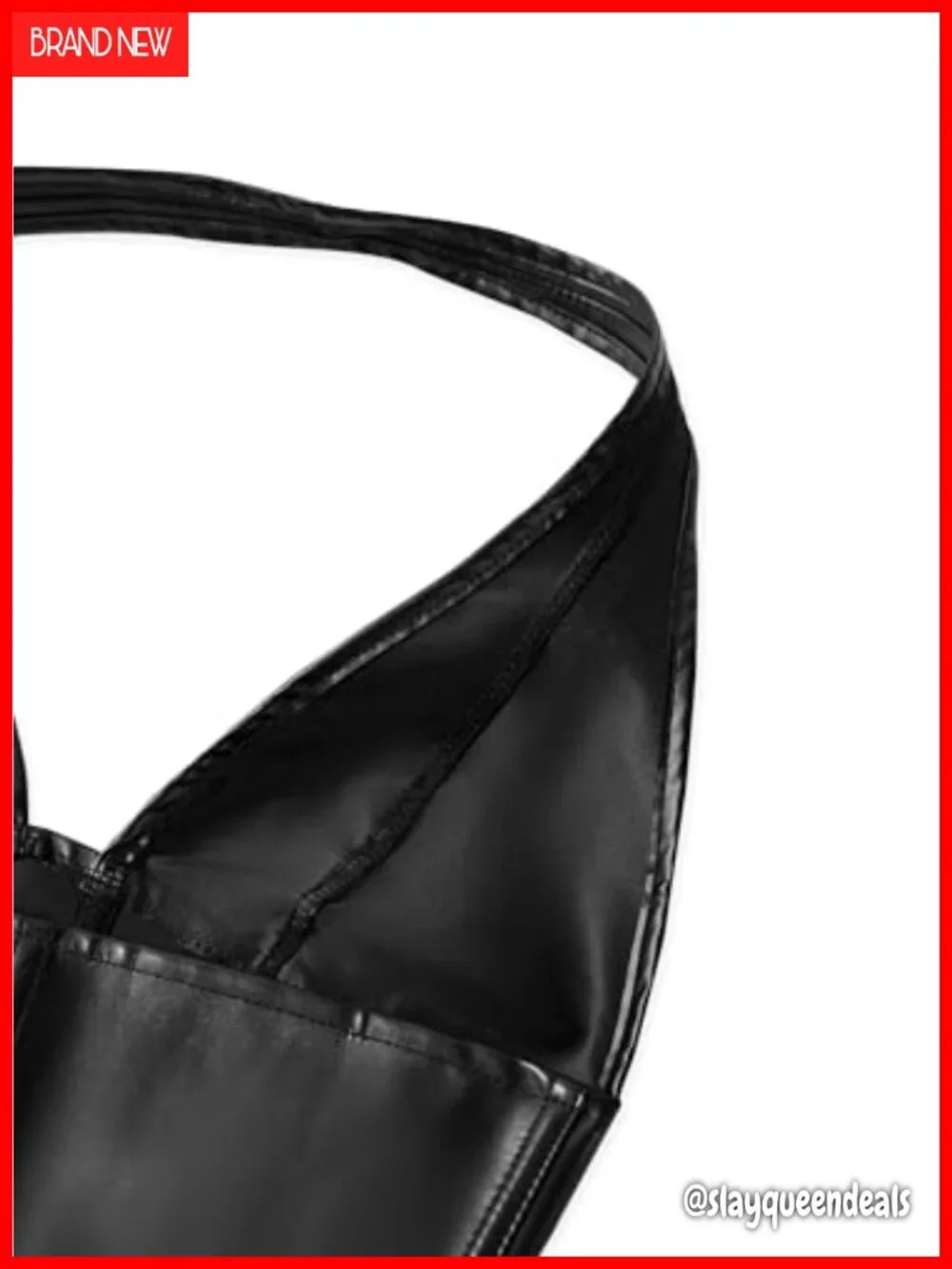 Y2K Leather Halter Corset Top Backless Shapewear Party Crop Top
